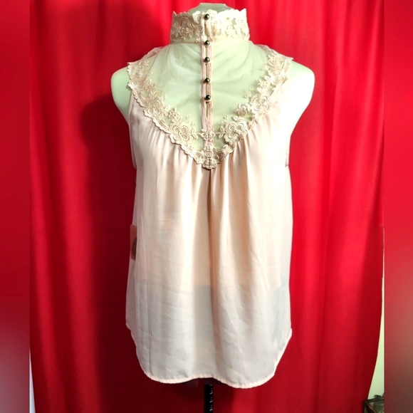 Forever 21 Tops - NWT Forever 21 dusty rose tunic w/lace women's S  #871